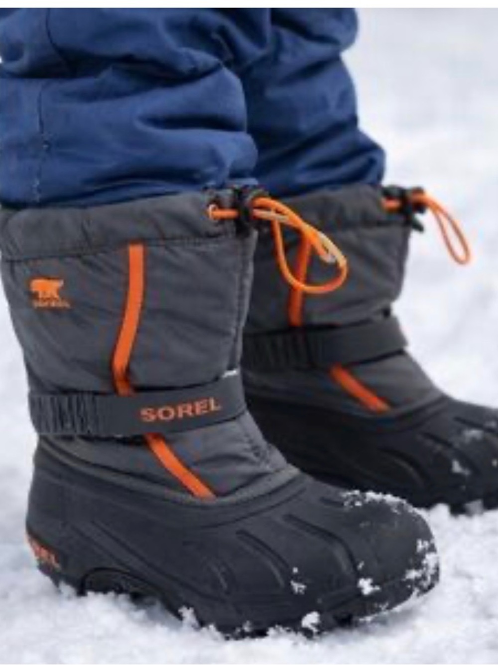 Sorel Kids flurry Gray and Orange insulated Winter Boots size 4 boys